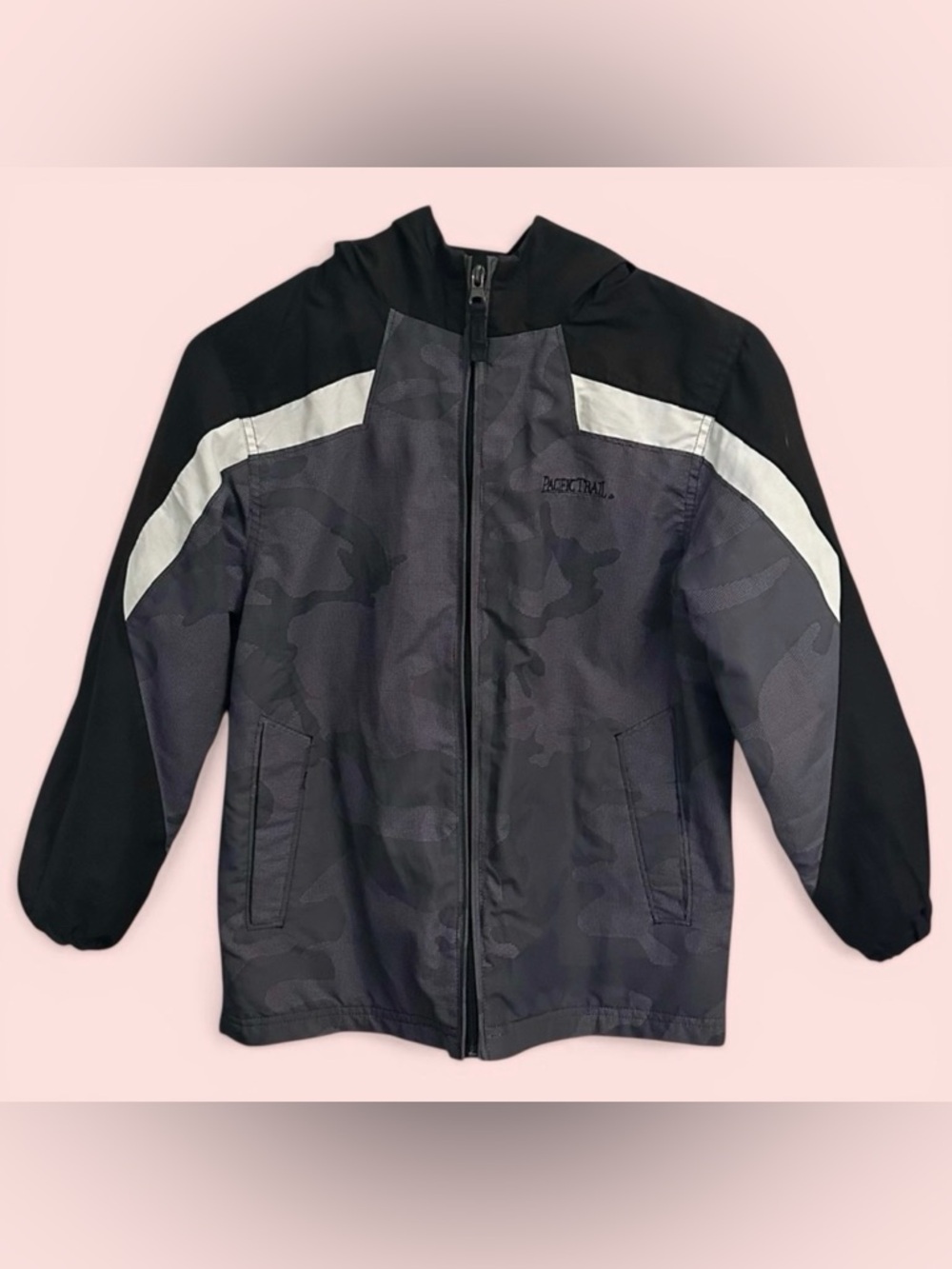 3/$10 Pacific Trail Jacket Boys S (8) Gray Camo Raincoat